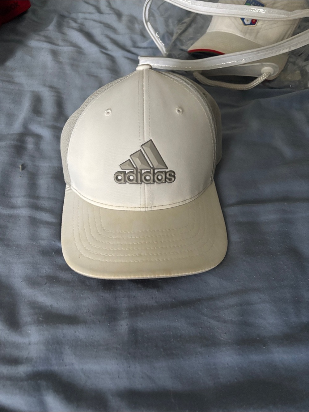 adidas White and Gray Logo Trucker Hat